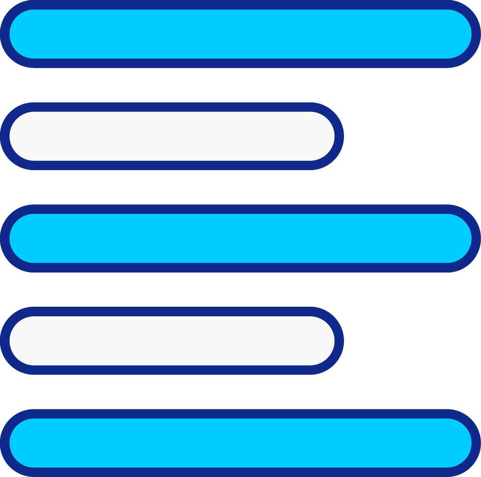 orizzontale sinistra allineare blu pieno icona vettore