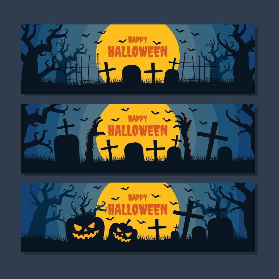 set di banner festa di halloween vettore