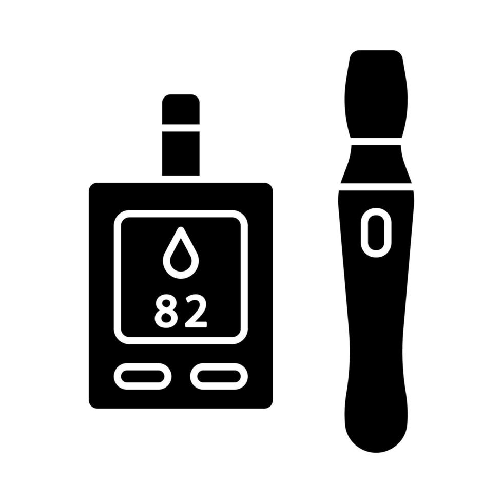 icona del glifo con monitor della glicemia vettore