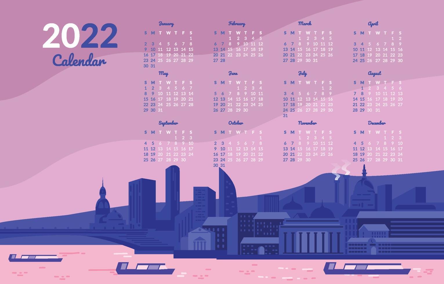 modello di calendario della città del paesaggio moderno dell'industria vettore