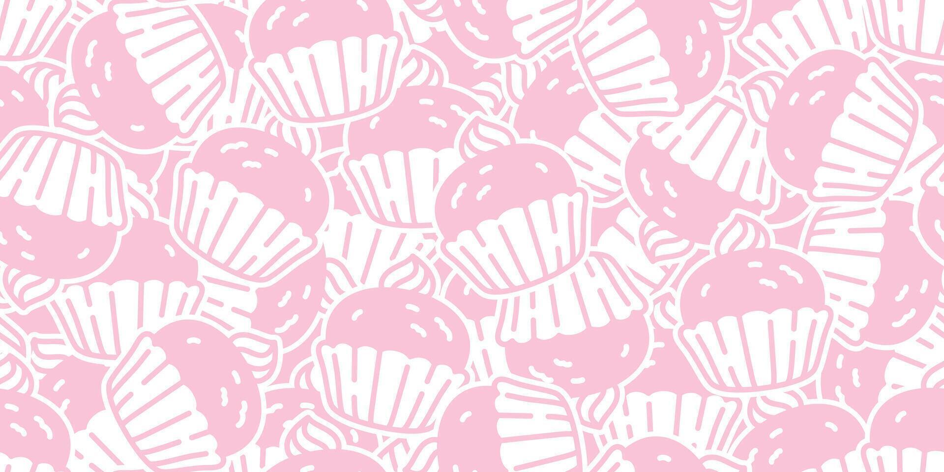 torta senza soluzione di continuità modello Cupcake vettore biscotto salatino merenda pane sciarpa isolato sfondo piastrella sfondo cartone animato scarabocchio illustrazione rosa design