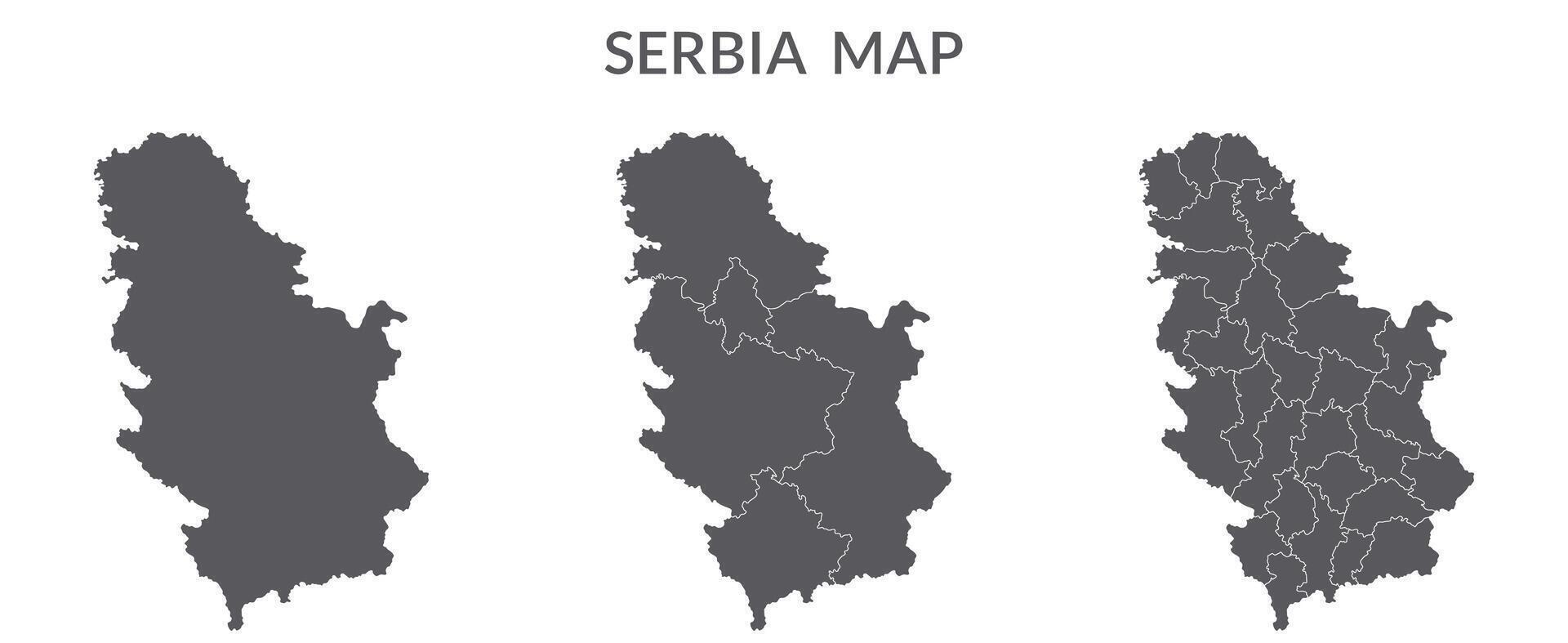 Serbia carta geografica. carta geografica di Serbia nel grigio impostato vettore