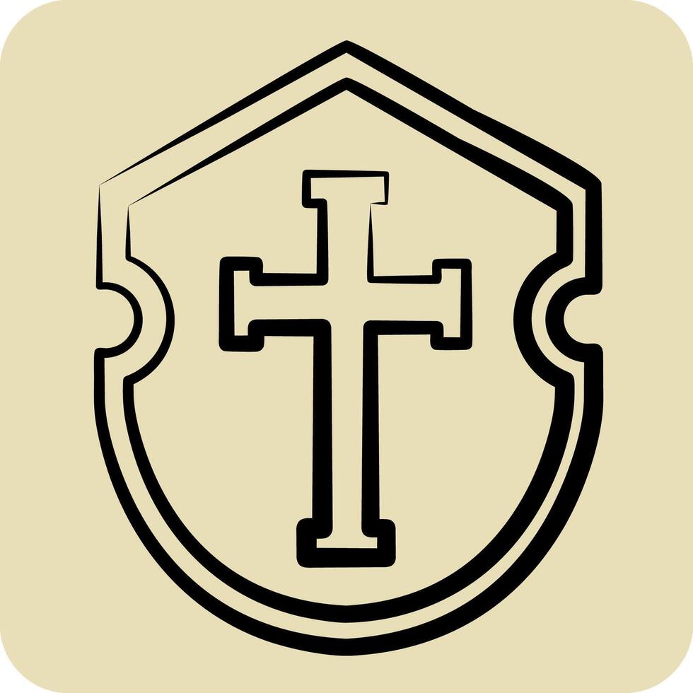 icona scudo. relazionato per medievale simbolo. mano disegnato stile. semplice design modificabile. semplice illustrazione vettore