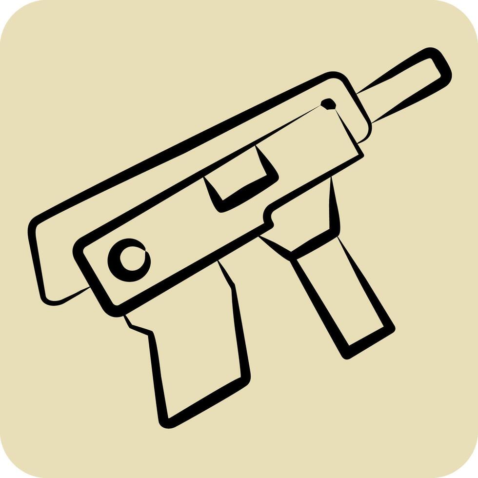 icona mitragliatore pistola. relazionato per Armi simbolo. mano disegnato stile. semplice design modificabile. semplice illustrazione vettore