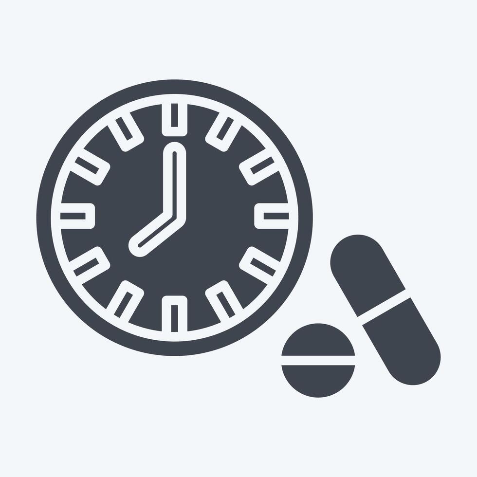 icona medicazione tempismo. relazionato per epatologo simbolo. glifo stile. semplice design modificabile. semplice illustrazione vettore