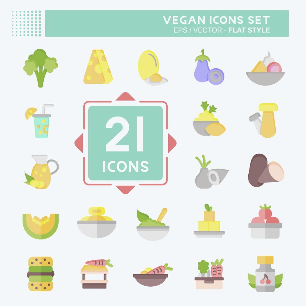 icona impostato vegano. relazionato per verdura simbolo. piatto stile. semplice design modificabile. semplice illustrazione vettore