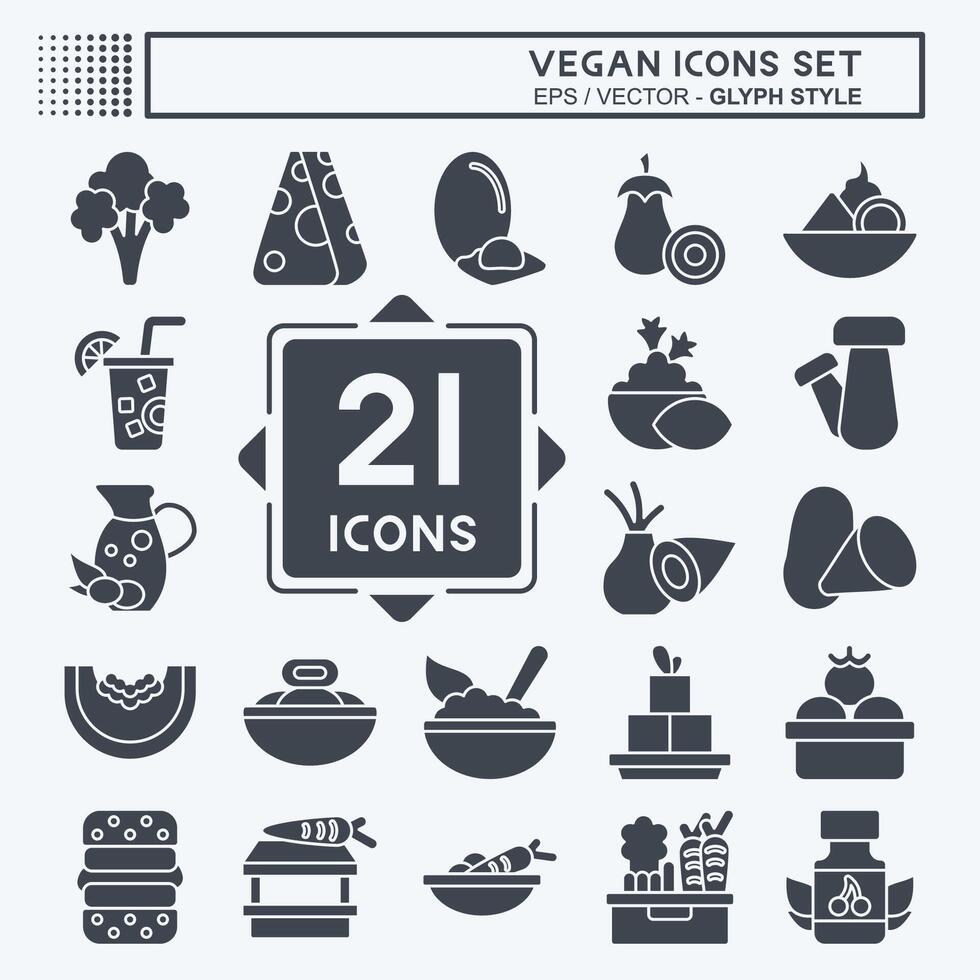 icona impostato vegano. relazionato per verdura simbolo. glifo stile. semplice design modificabile. semplice illustrazione vettore