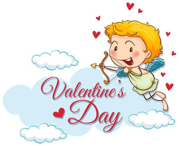 Modello di carta di San Valentino con Cupido carino vettore