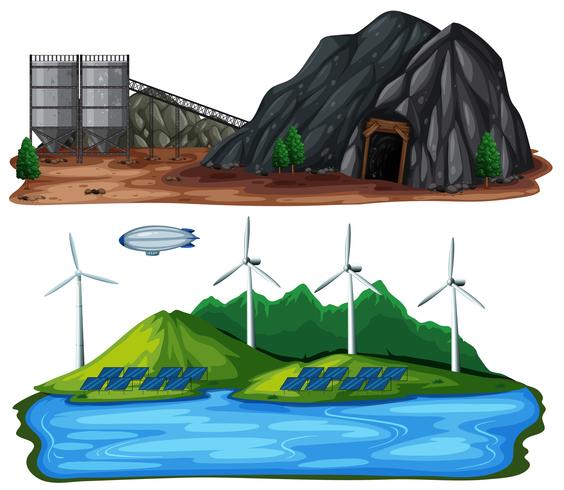 Una serie di centrali elettriche naturali vettore