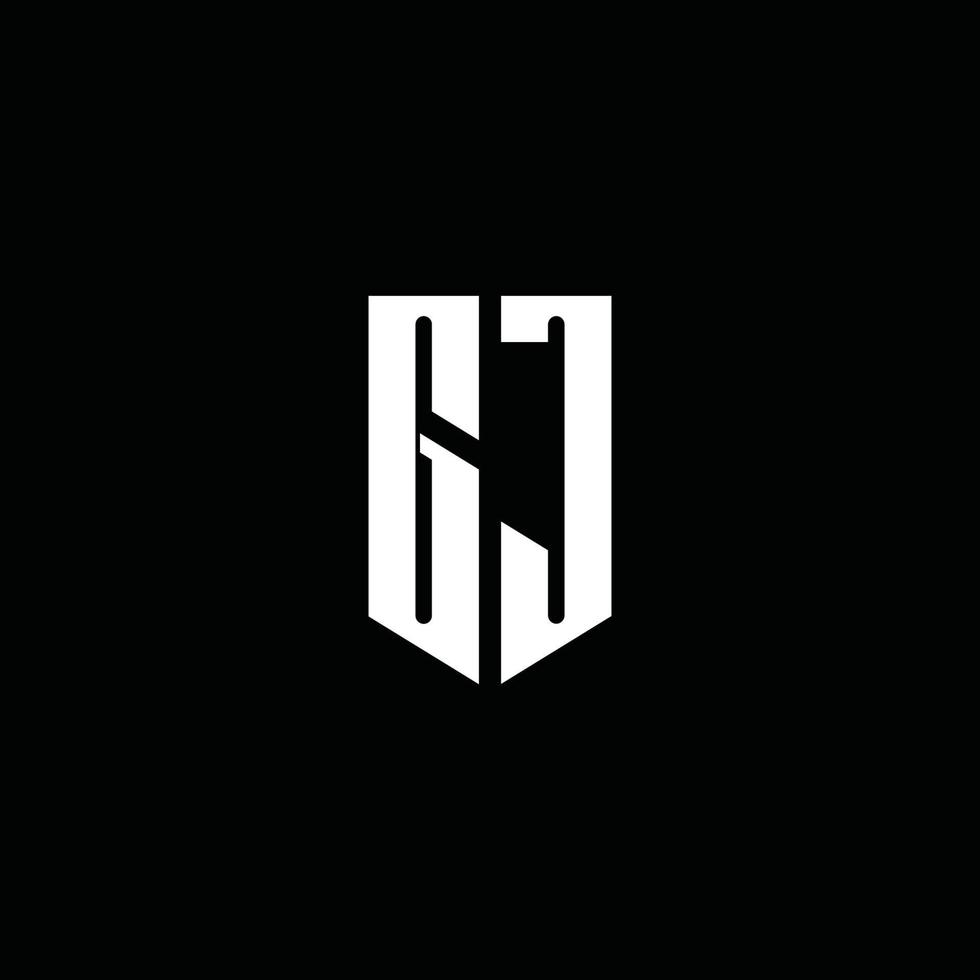 monogramma logo gj con stile emblema isolato su sfondo nero vettore