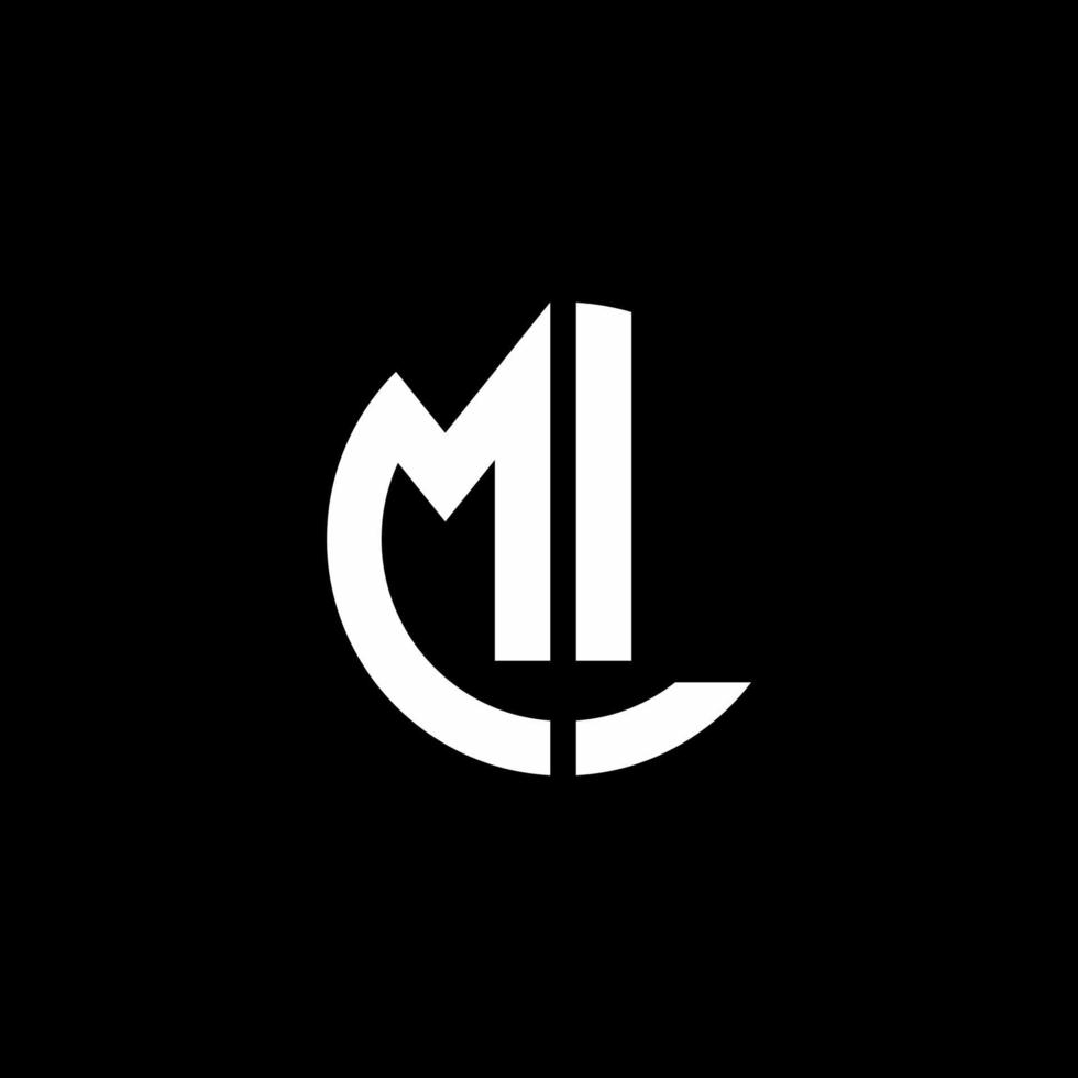 modello di progettazione di stile del nastro del cerchio del logo del monogramma ml vettore