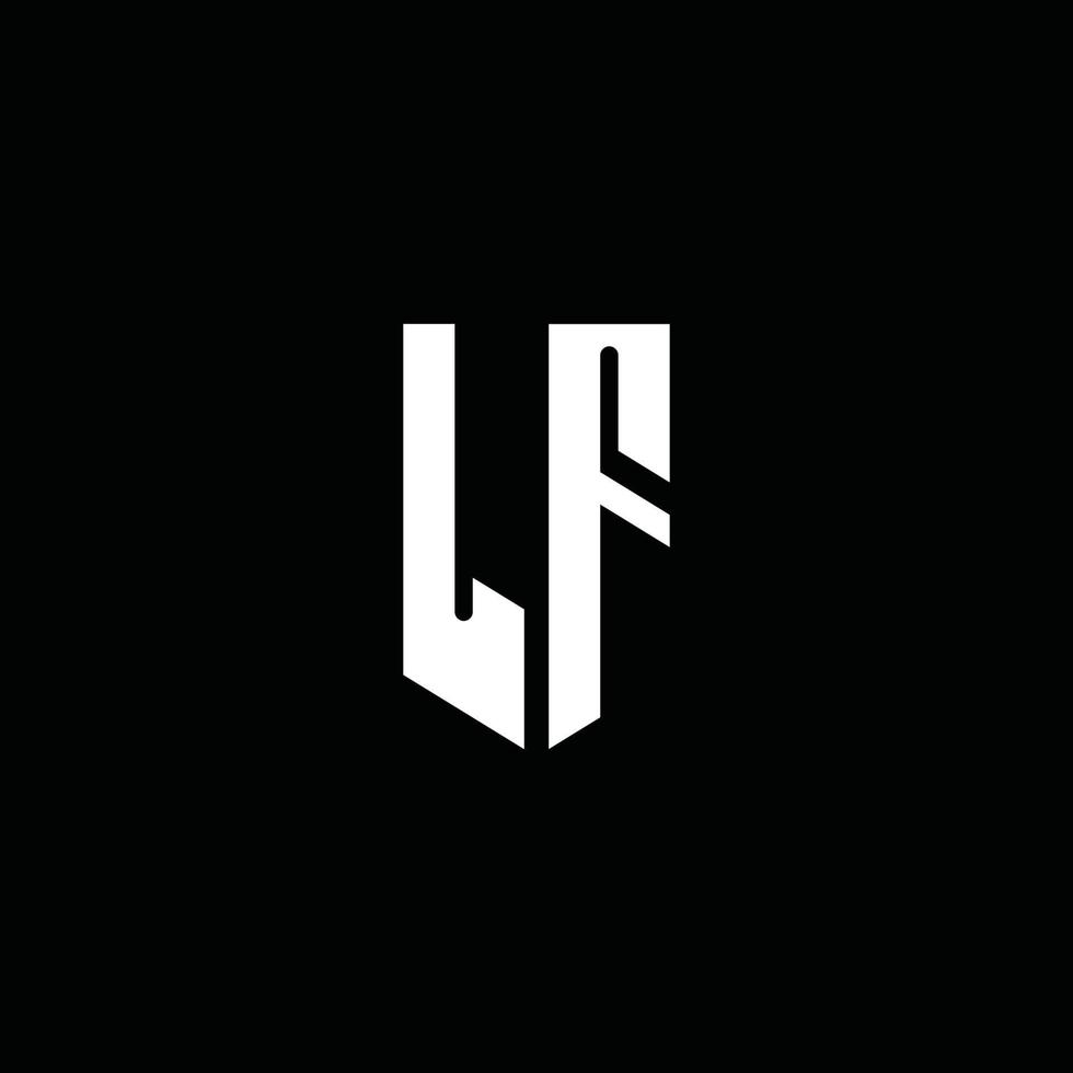 lf logo monogramma con stile emblema isolato su sfondo nero vettore