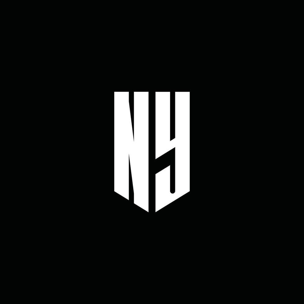 ny logo monogramma con stile emblema isolato su sfondo nero vettore