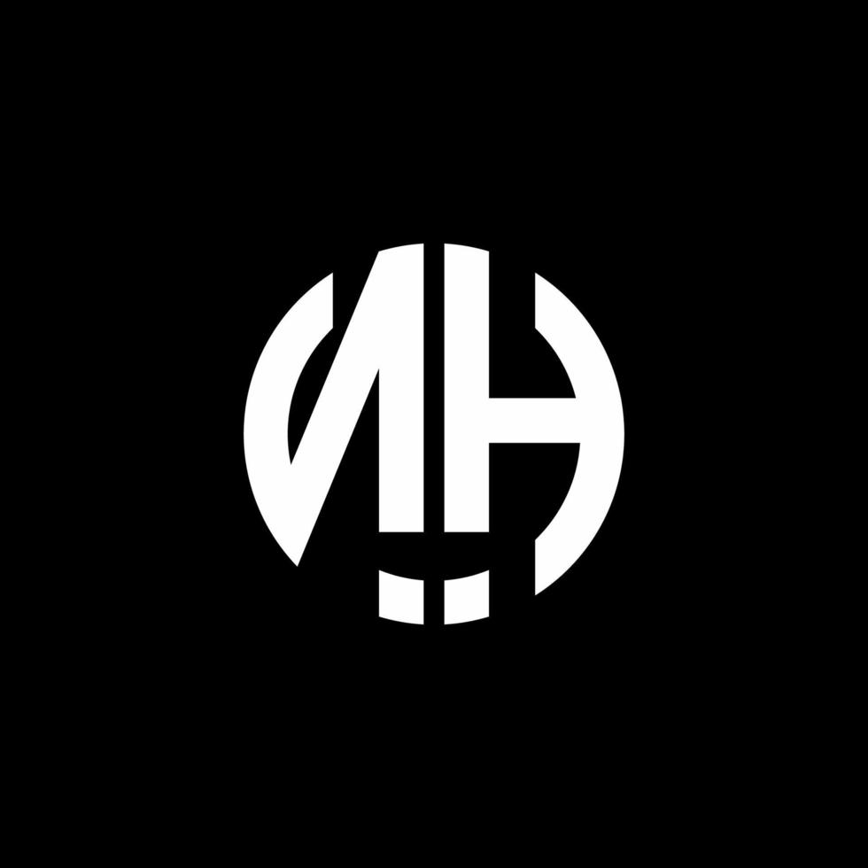 modello di progettazione di stile del nastro del cerchio del logo del monogramma nh vettore