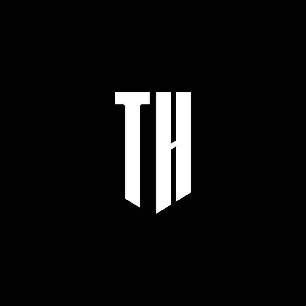 th logo monogramma con stile emblema isolato su sfondo nero vettore