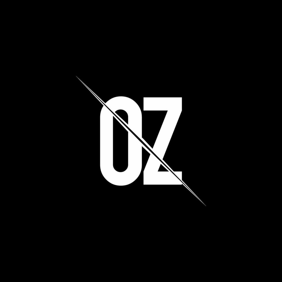 oz logo monogramma con modello di design in stile slash vettore