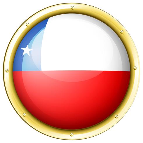 Bandiera del Cile sul distintivo rotondo vettore
