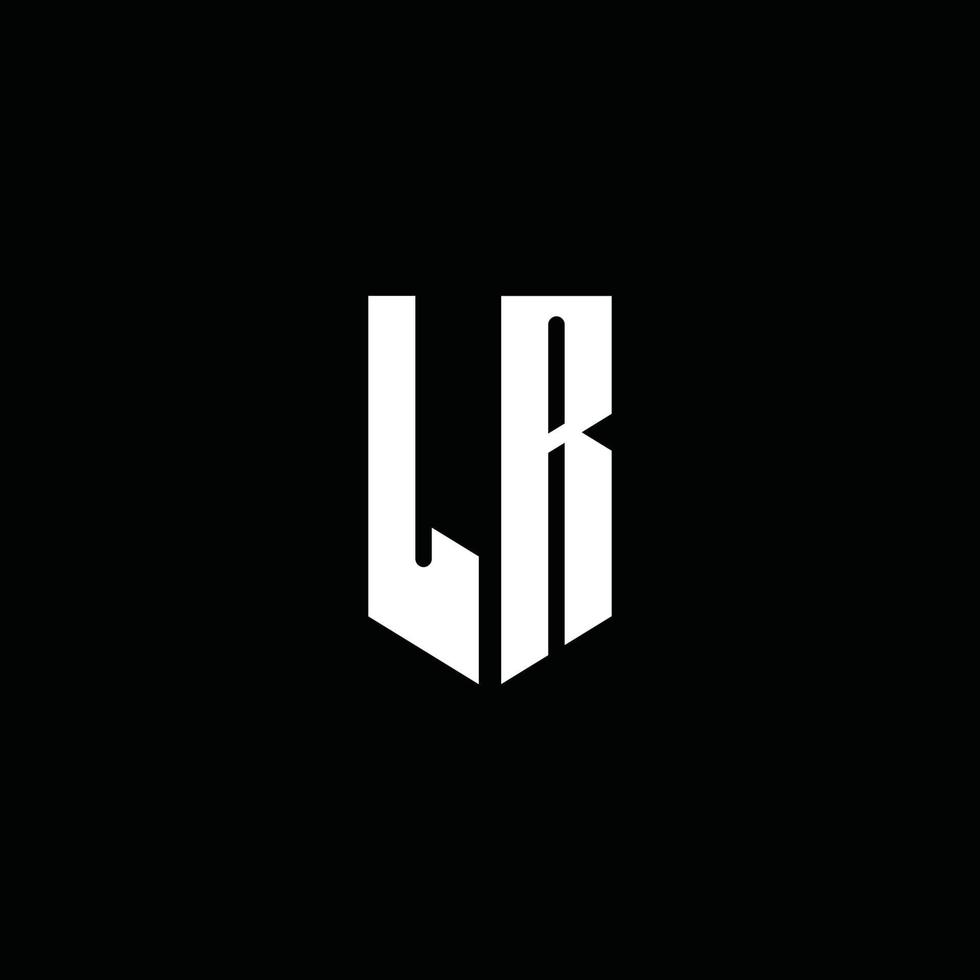 lr logo monogramma con stile emblema isolato su sfondo nero vettore