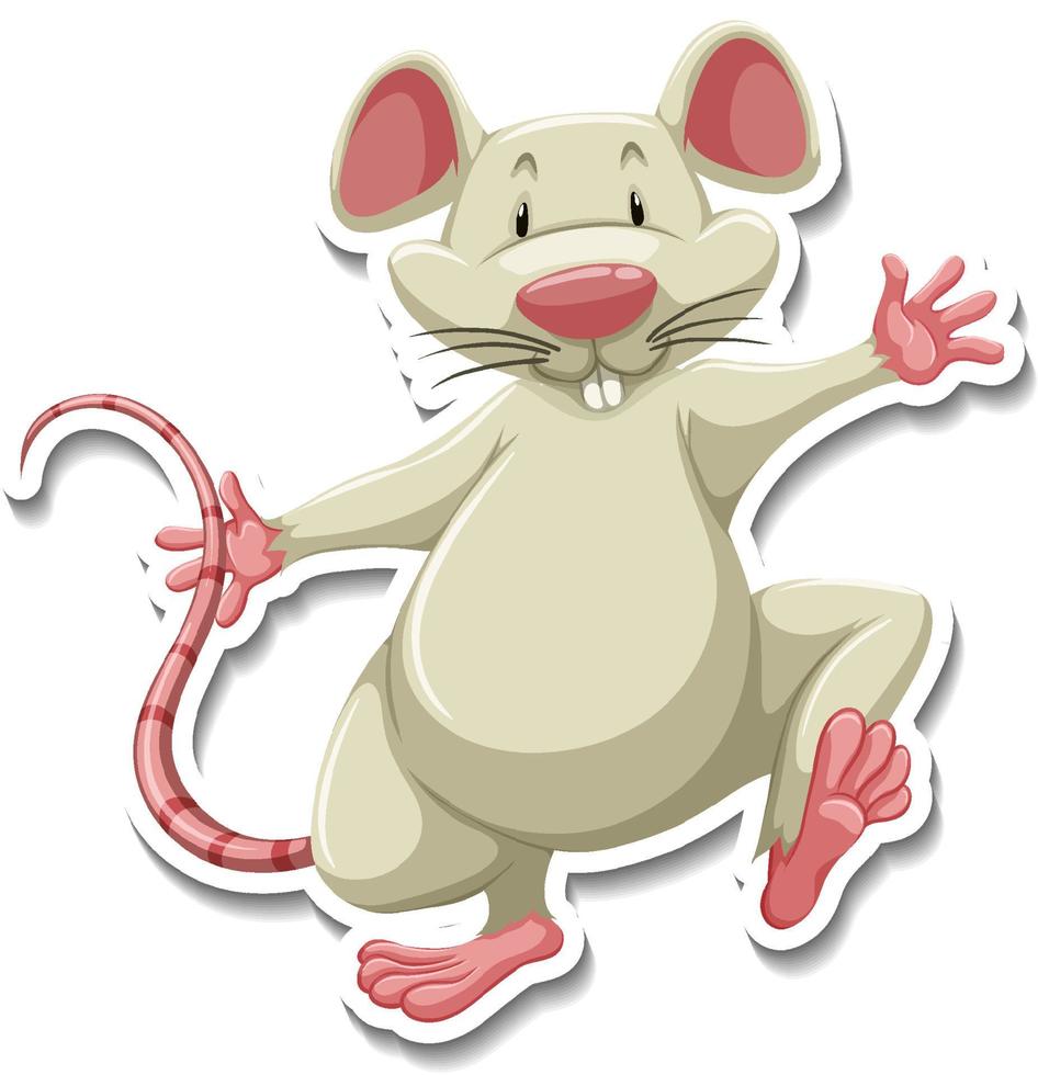 adesivo personaggio dei cartoni animati topo bianco vettore
