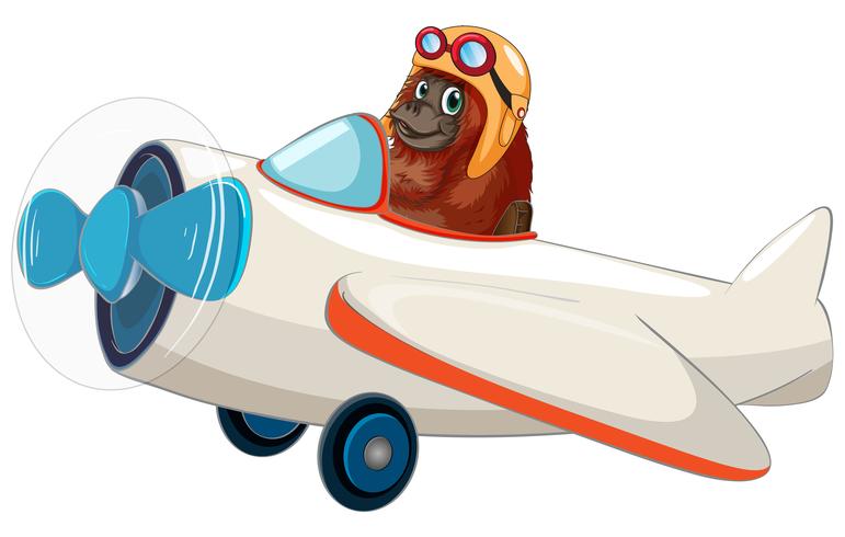 Orangutan in sella a un aeroplano vettore