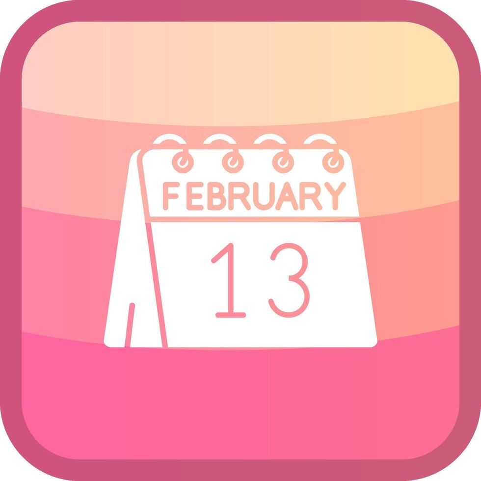 13 ° di febbraio glifo squre colorato icona vettore