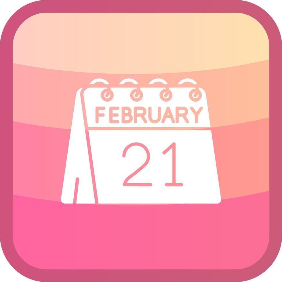 21 di febbraio glifo squre colorato icona vettore