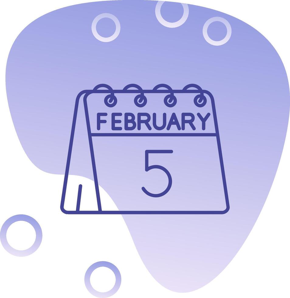 5 ° di febbraio pendenza bolla icona vettore