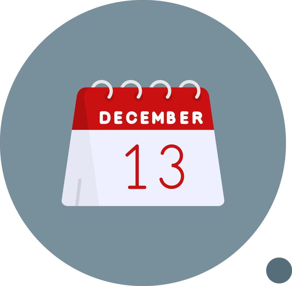 13 ° di dicembre lungo cerchio icona vettore