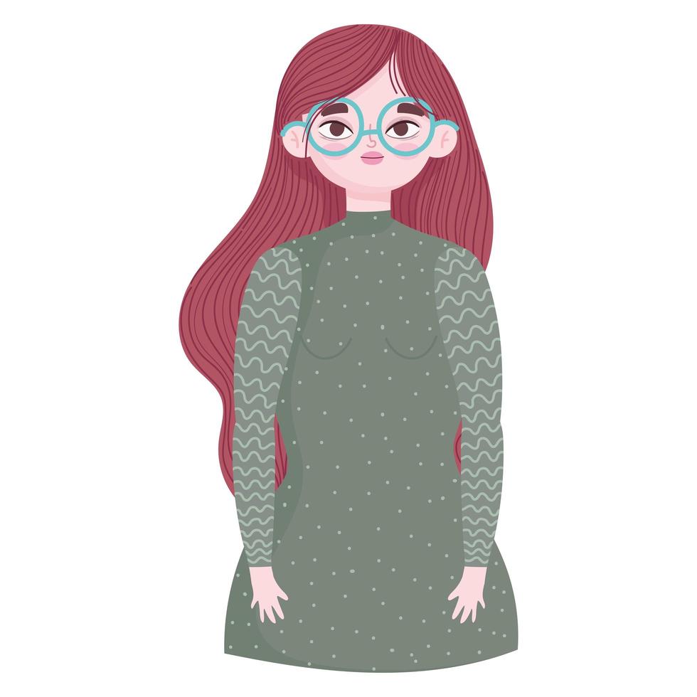 ritratto ragazza con occhiali personaggio in stile cartone animato vettore
