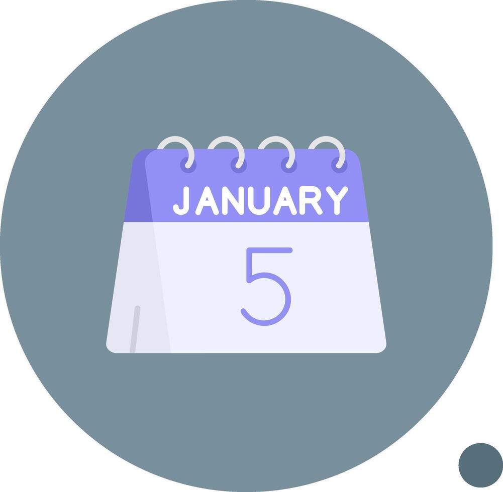 5 ° di gennaio lungo cerchio icona vettore