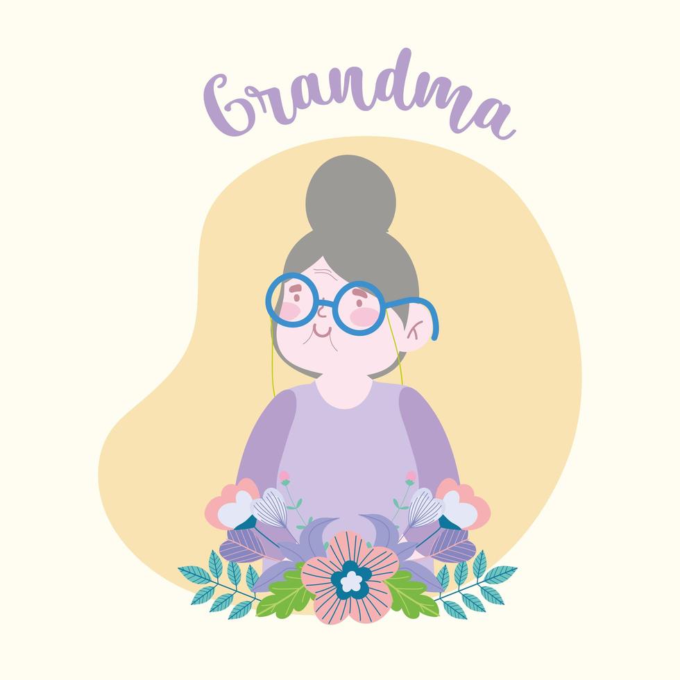 nonna con i fiori vettore
