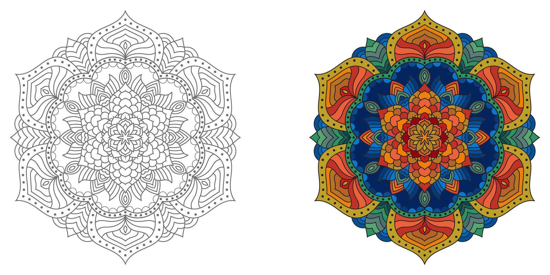 astratto mandala floreale ornamento, colorato mordern mandala design , mandala linea illustrazione vettore