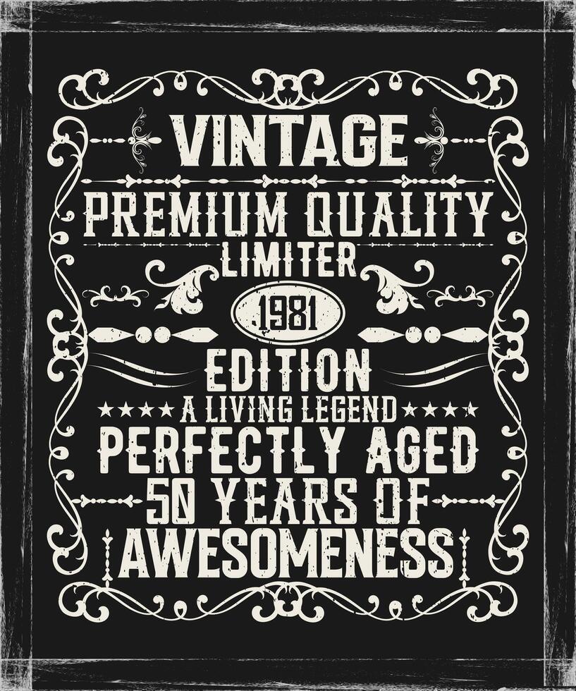 Vintage ▾ premio qualità 1981 limitato edizione anziano per perfezione tutti originale maglietta design vettore