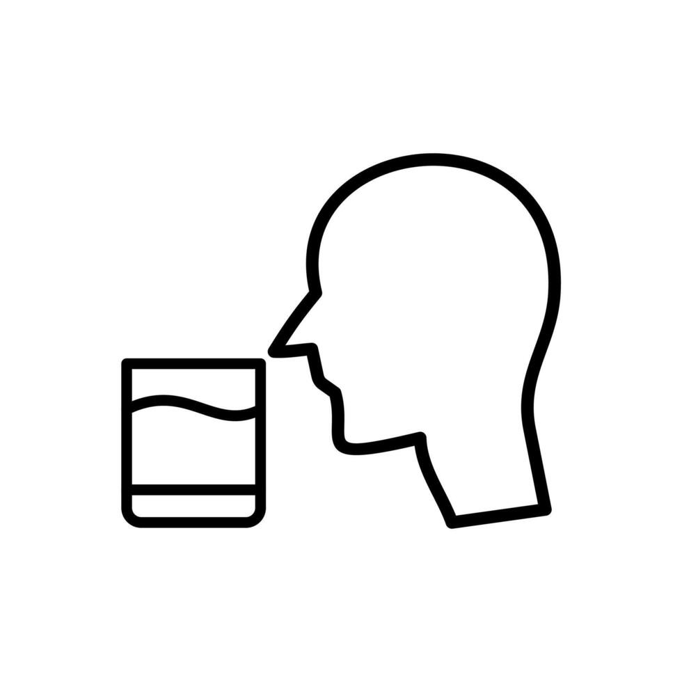 bevanda acqua promemoria icona, assetato uomo, bevanda bicchiere o icona dell'acqua segni impostato su bianca sfondo vettore