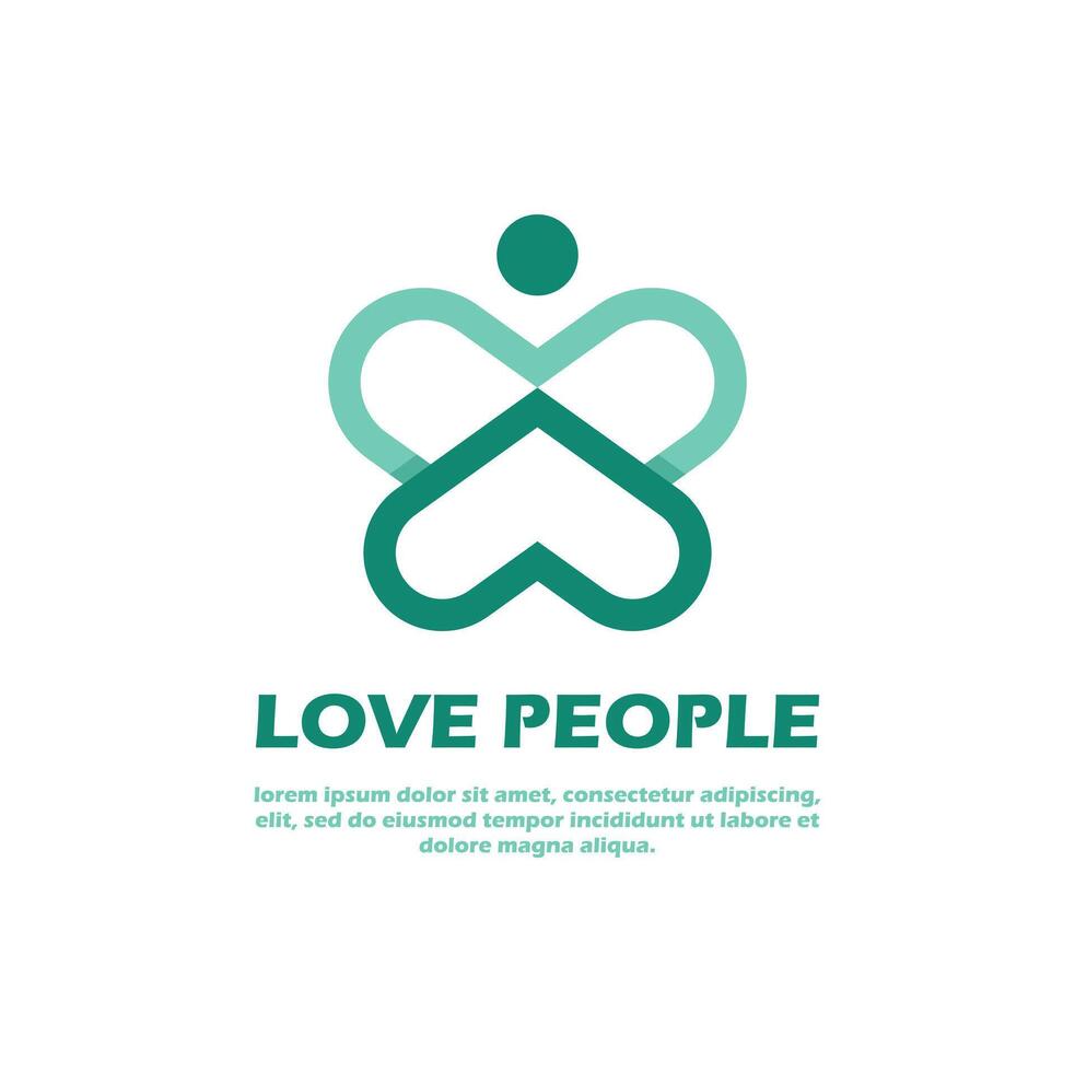 amore persone logo semplice illustrazione. cuore concetto. combinazione cuore forma e umano persone icona. vettore