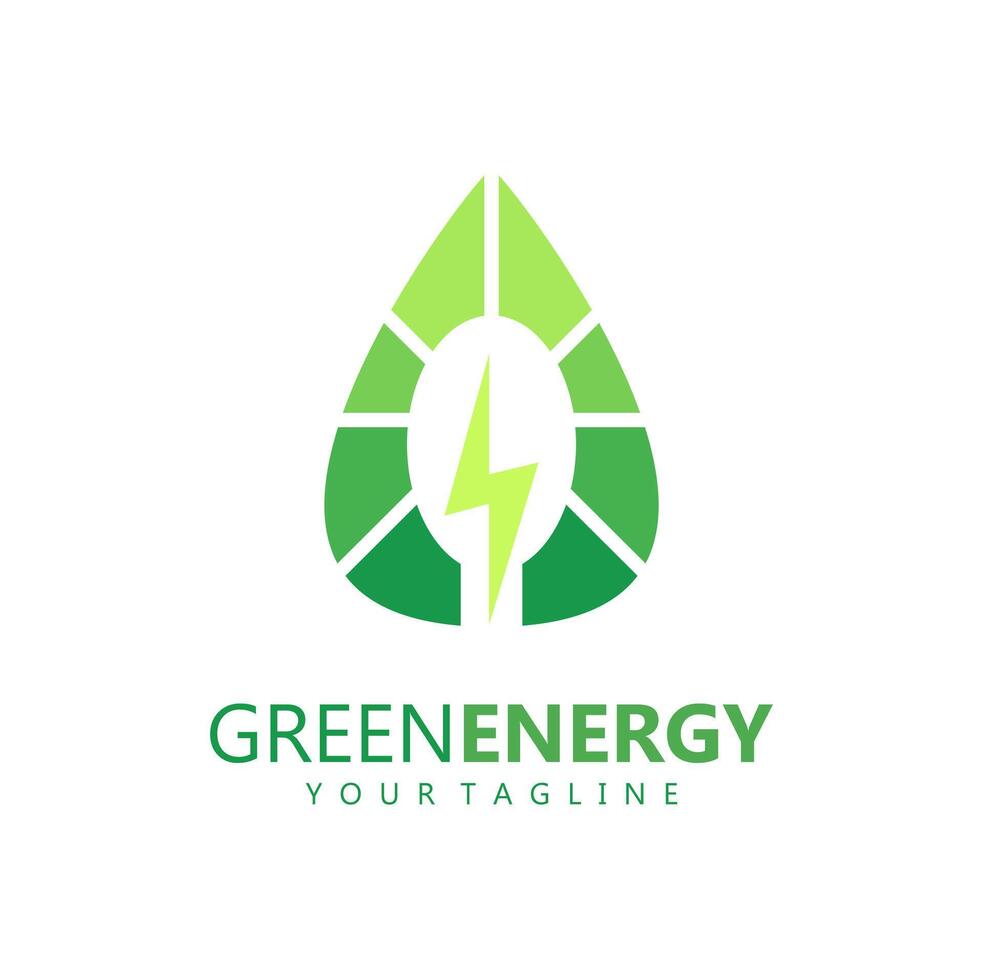 eco energia azienda vettore illustrazione. verde energia logo modello design. semplice logo di foglia e elettrico caricare icona.