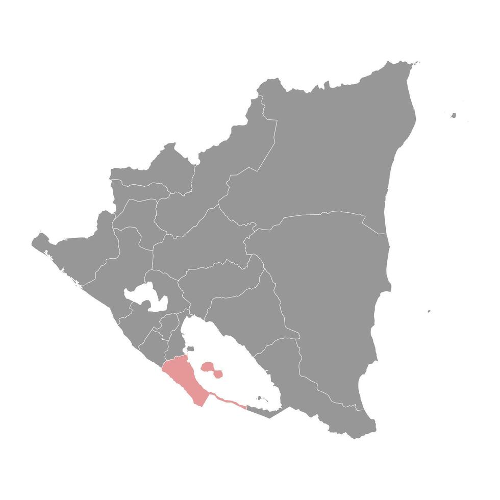 rivas Dipartimento carta geografica, amministrativo divisione di Nicaragua. vettore illustrazione.