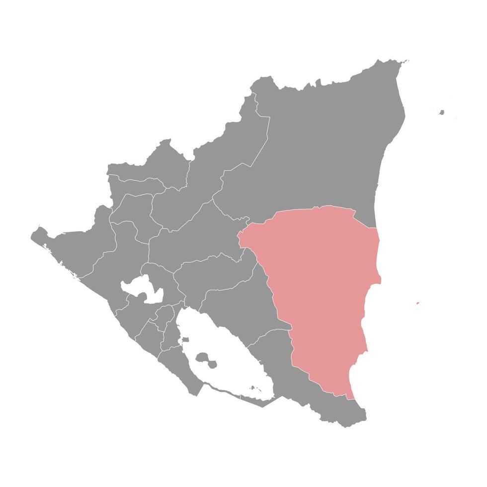 Sud caraibico costa autonomo regione carta geografica, amministrativo divisione di Nicaragua. vettore illustrazione.