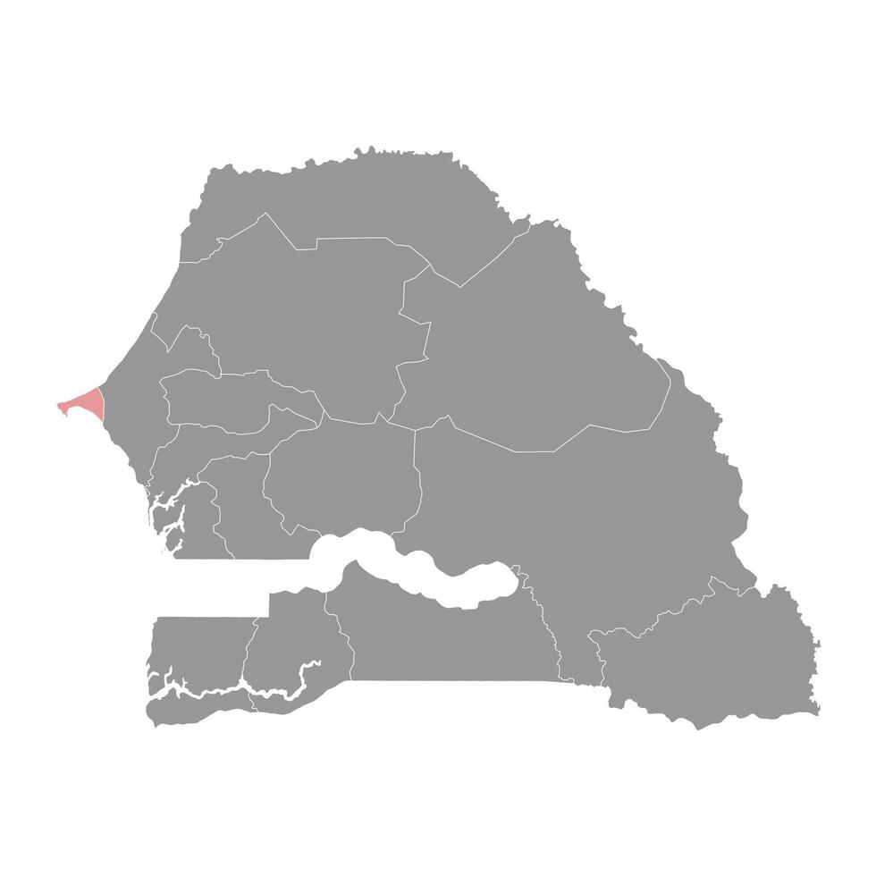 dakar regione carta geografica, amministrativo divisione di Senegal. vettore illustrazione.