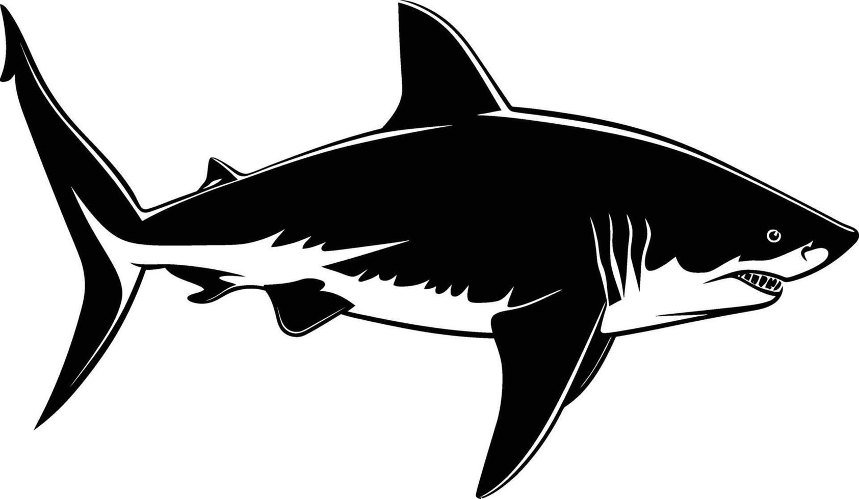 ai generato silhouette squalo nero colore solo vettore