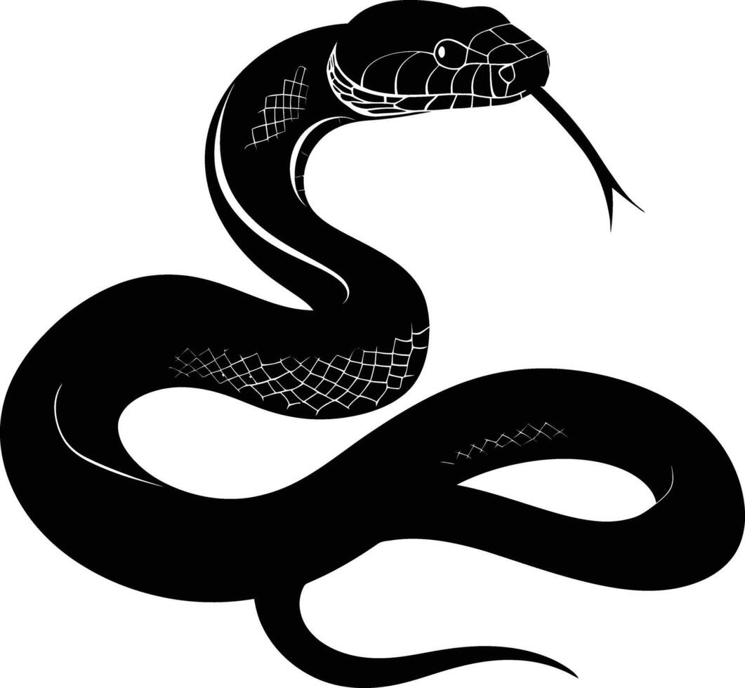 ai generato silhouette serpente nero colore solo pieno corpo vettore