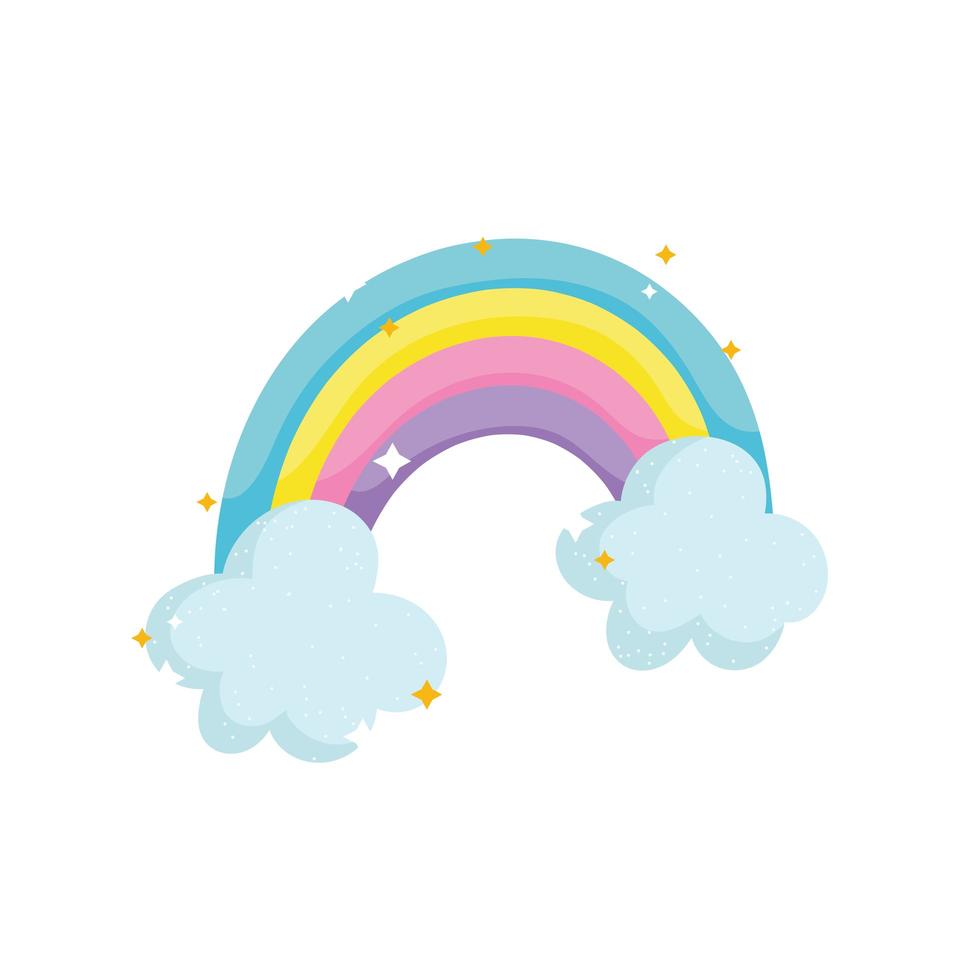principessa racconto arcobaleno magia cartone animato design isolato vettore