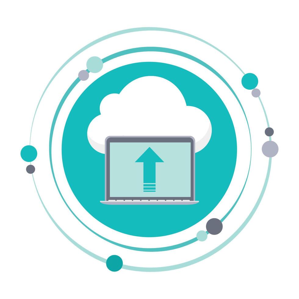 il computer portatile computer caricamento dati per il nube grafico icona simbolo vettore
