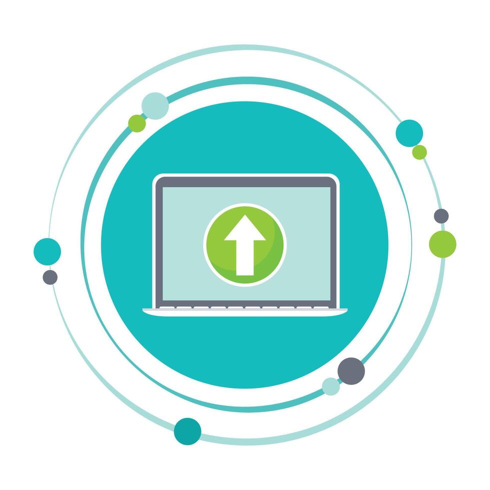 il computer portatile computer caricamento dati grafico icona simbolo vettore