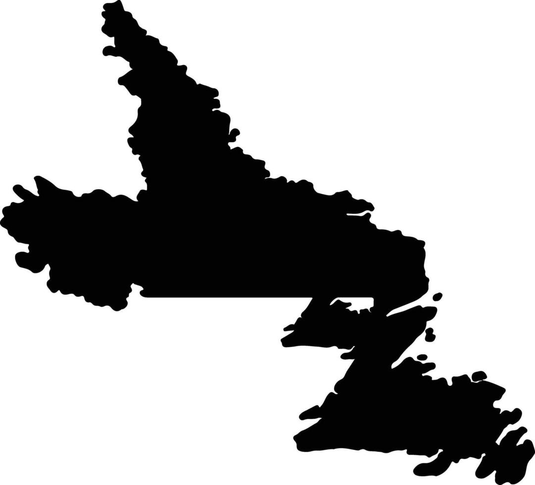 Terranova e labrador Canada silhouette carta geografica vettore