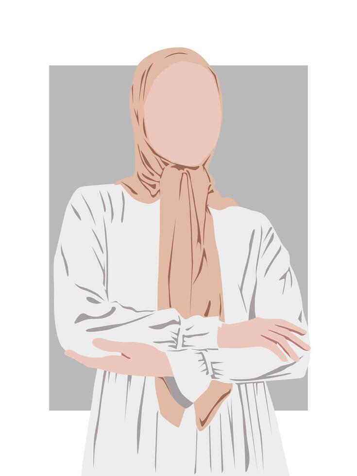 illustrazione di musulmano donna nel hijab nel fotogenico posa vettore