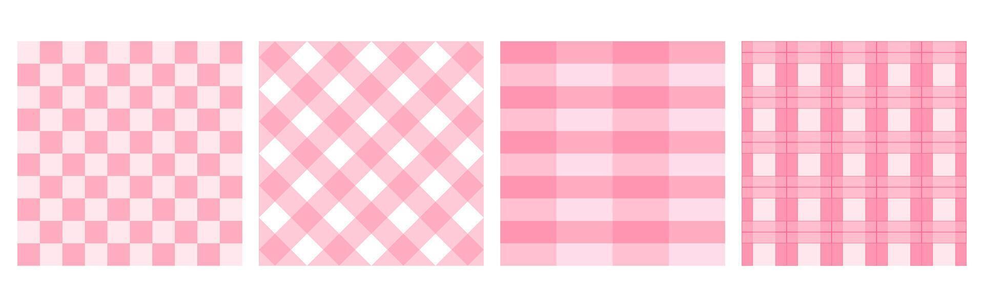 rosa e bianca plaid tartan senza soluzione di continuità modello. scacchi picnic cucinando tavolo stoffa vettore