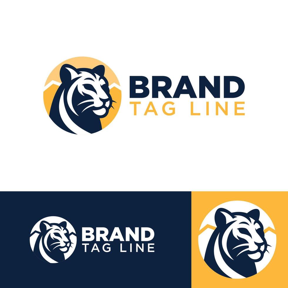 tigre logo design concetto con sfondo. semplice animale logo. grande gatto vettore. vettore