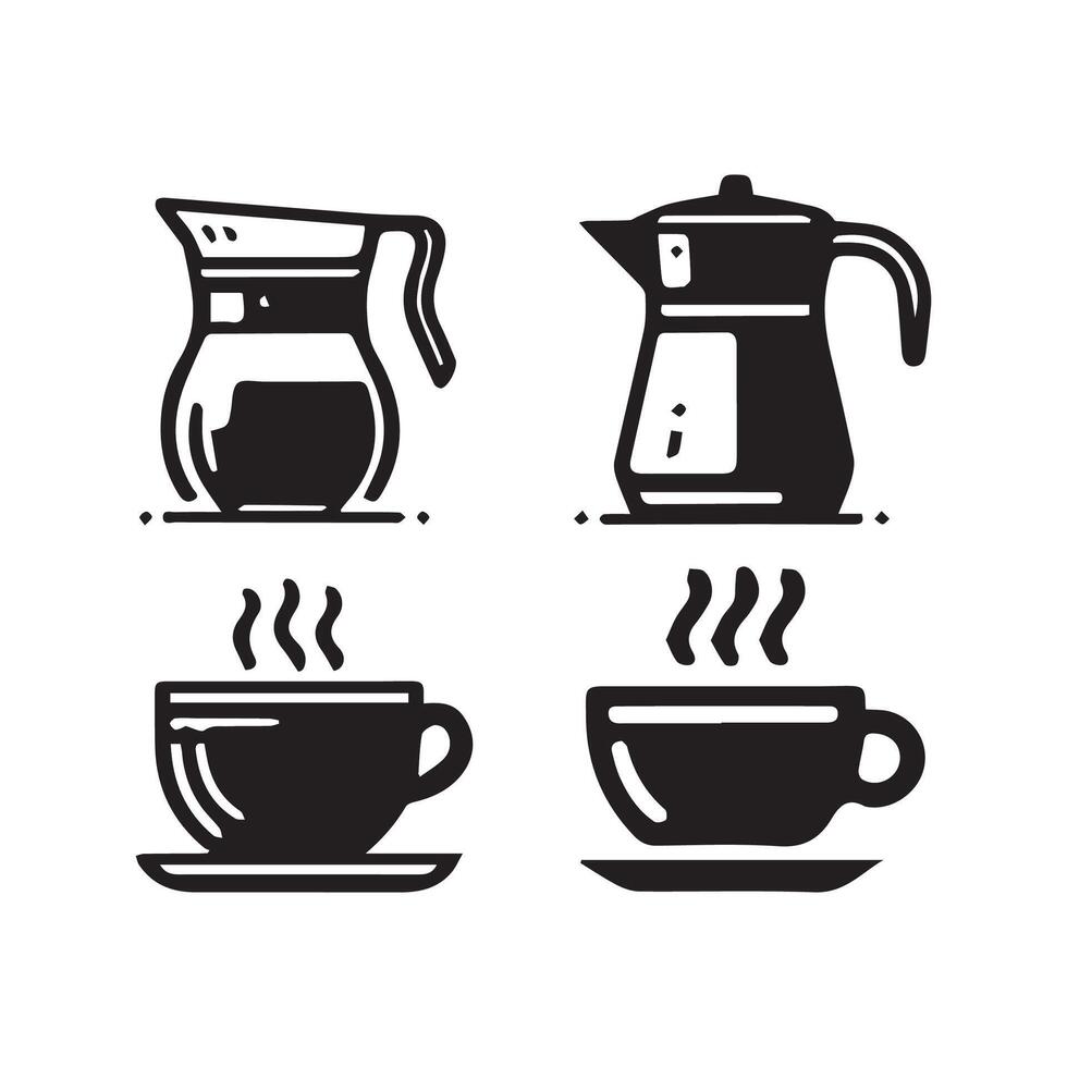 caffè tazza icona impostato vettore illustrazione.