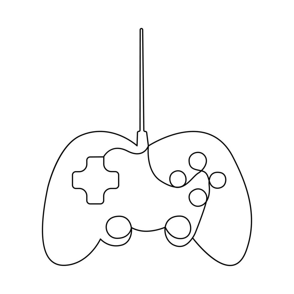continuo una linea disegno di il gioco controllore e linea singola arte di il telecomando da gioco controllore schema vettore illustrazione